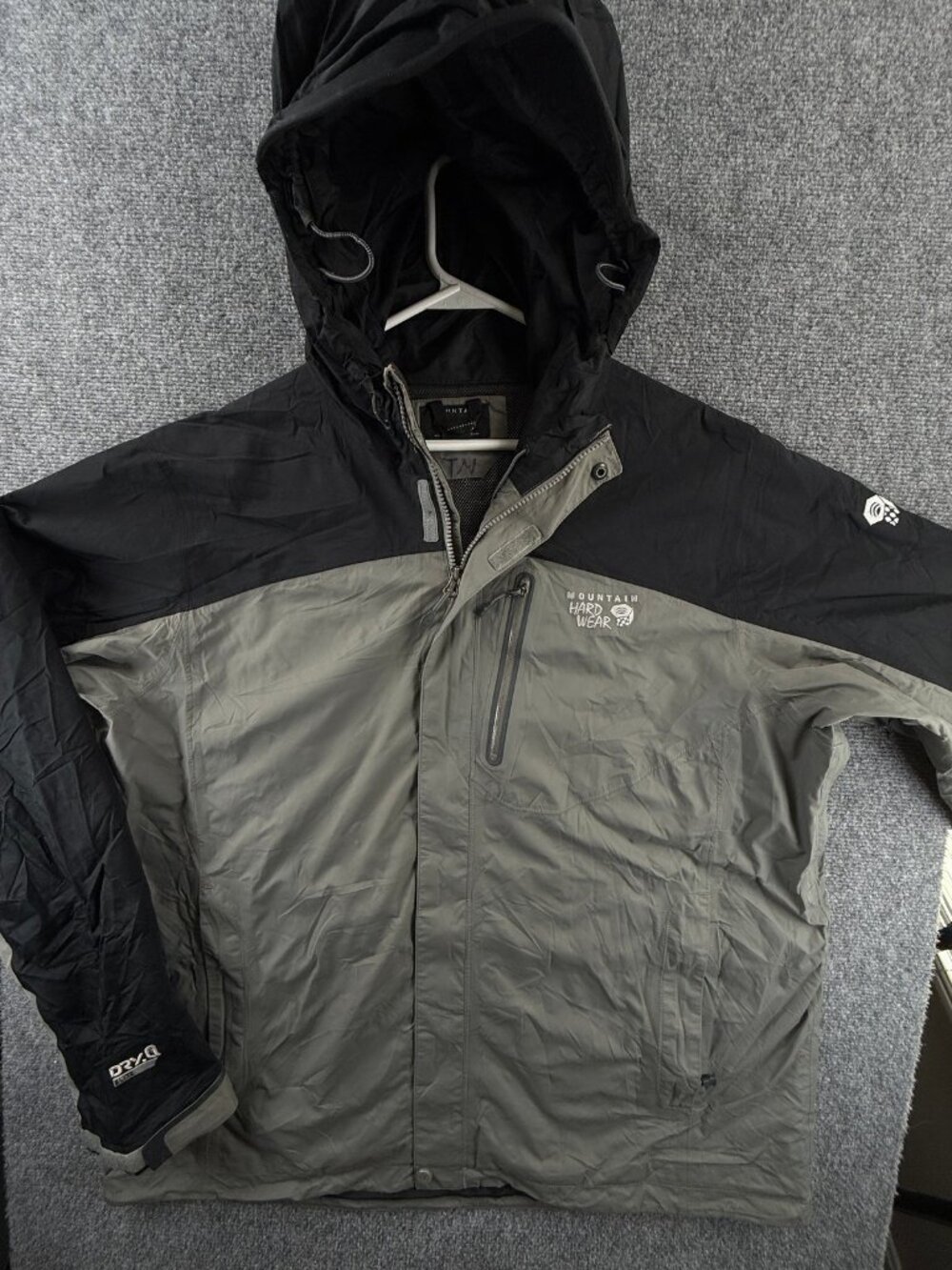 Mountain Hardwear Dry Q Elite Ozonic Logo Jacket Windbreaker All Nylon Gray Mens